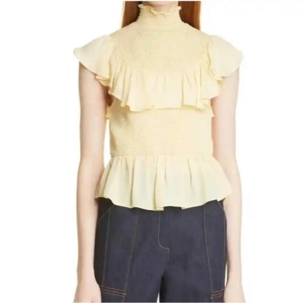 RARE 100% Silk Shell Cinq-a-Sept Ruffle Top With Original Tag!